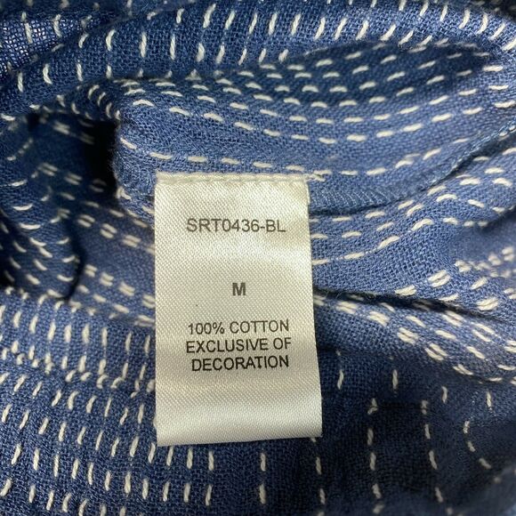 THML Pull On Crop Pants Sz Medium Blue Textured Boho Tassels Lightweight Cotton - Picture 4 of 11